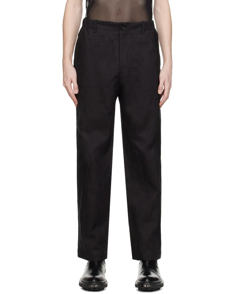 Feng Chen Wang Black Raw Edge Trousers