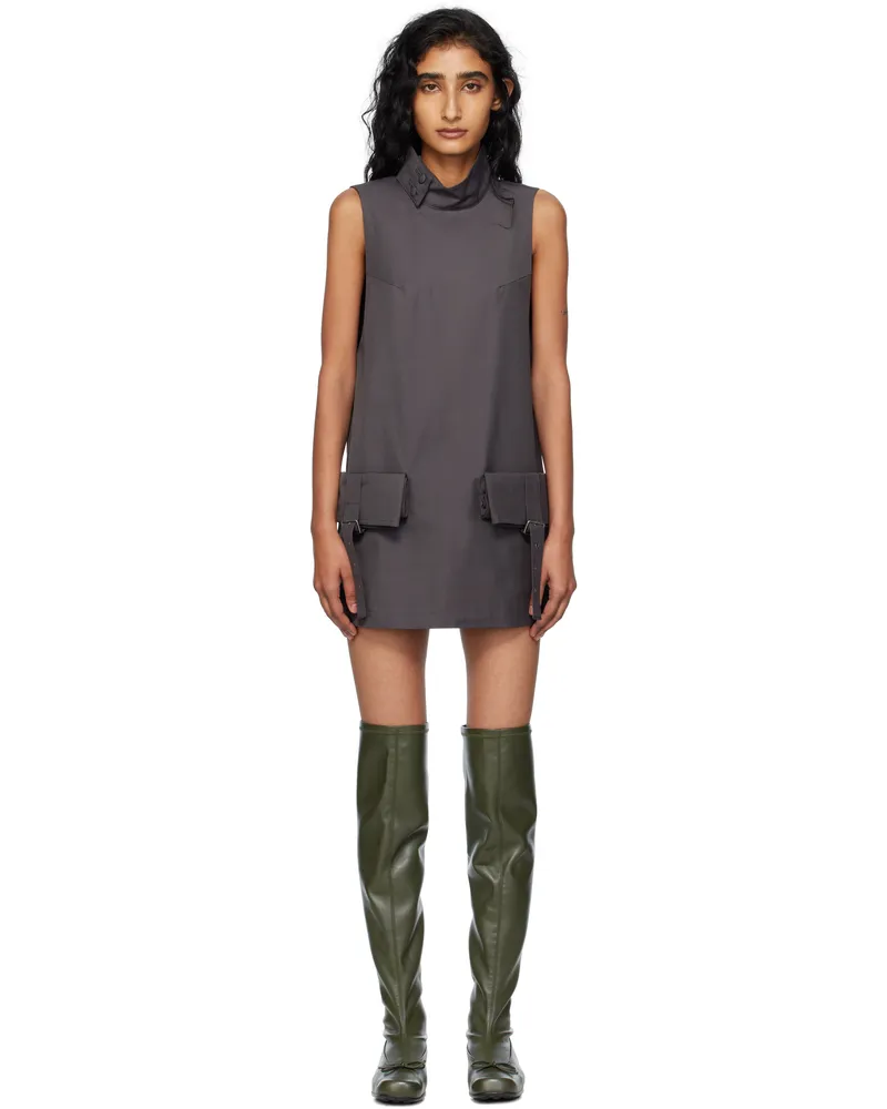 OPEN YY Gray Cargo Pocket Minidress Charcoal