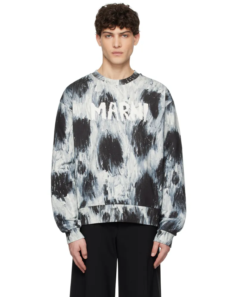 Marni Gray Scribble Logo Organic Sweatshirt Cln42