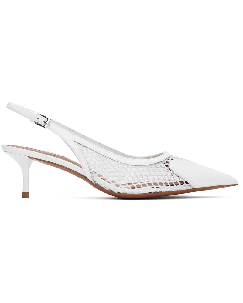 Alaïa White Heart Slingback Fishnet Heels 010
