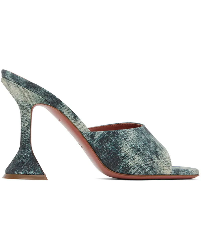 Amina Muaddi Blue Lupita Slipper Heeled Sandals Dye