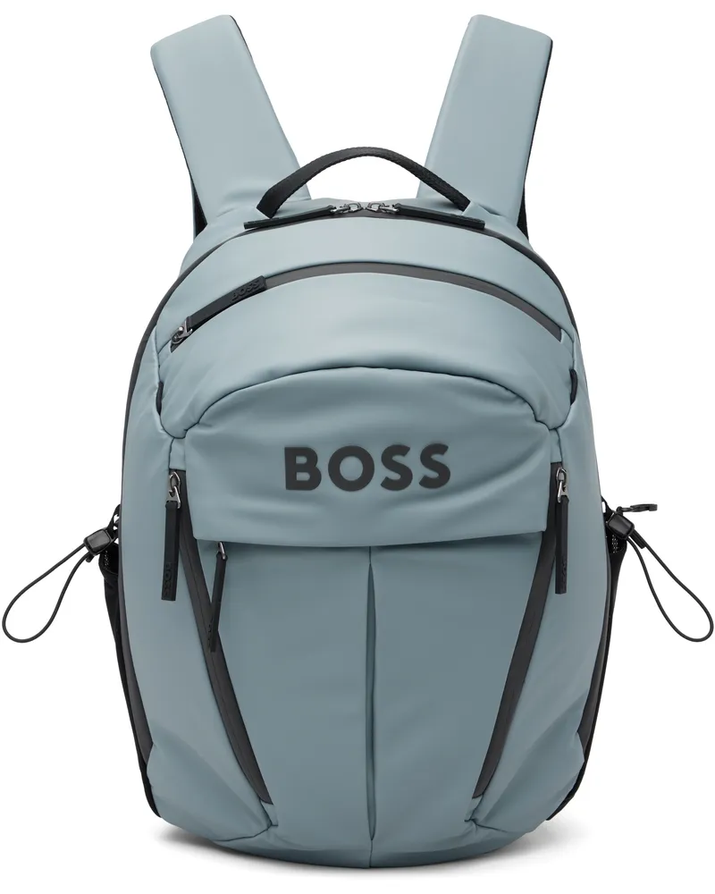 HUGO BOSS Gray Faux-Leather Logo Backpack 026-dark