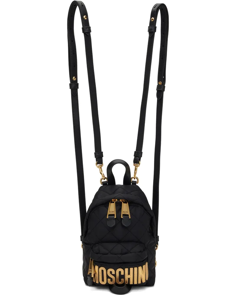 Moschino Black Quilted Backpack 00b