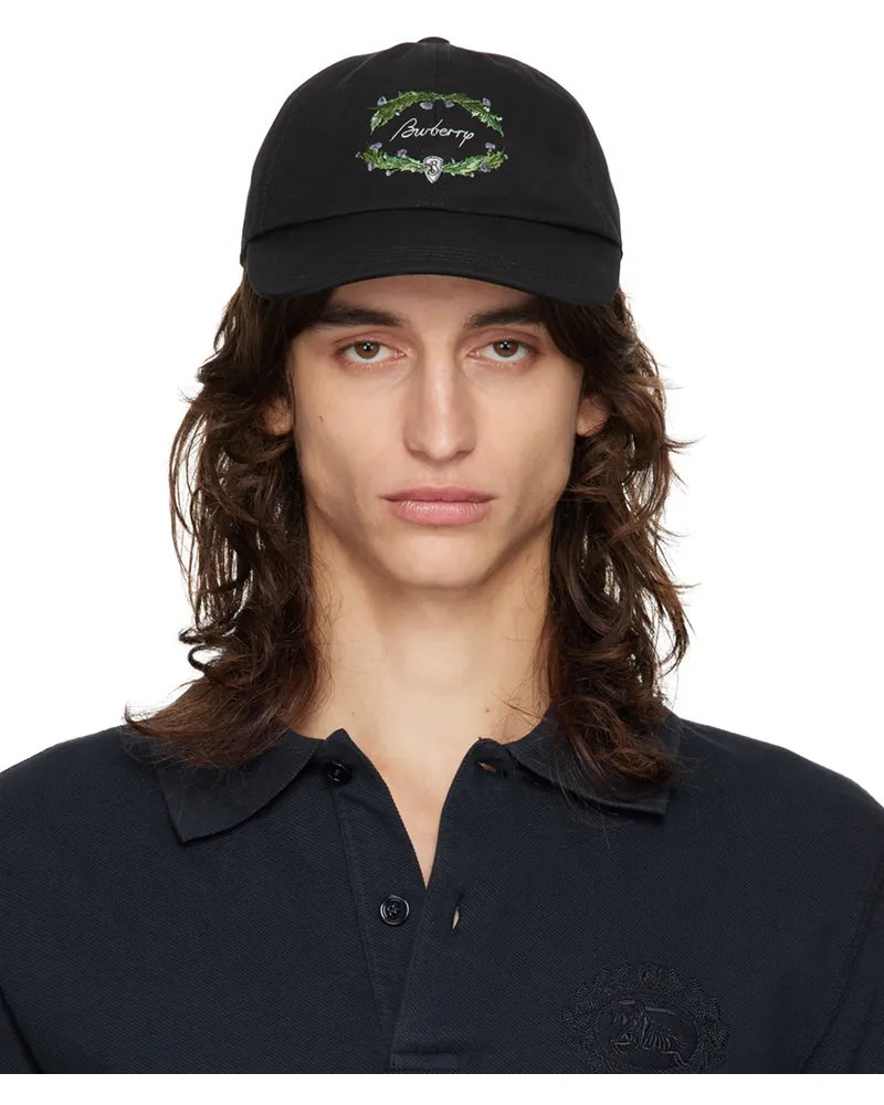 Burberry Black Thistle Logo Cap Coal