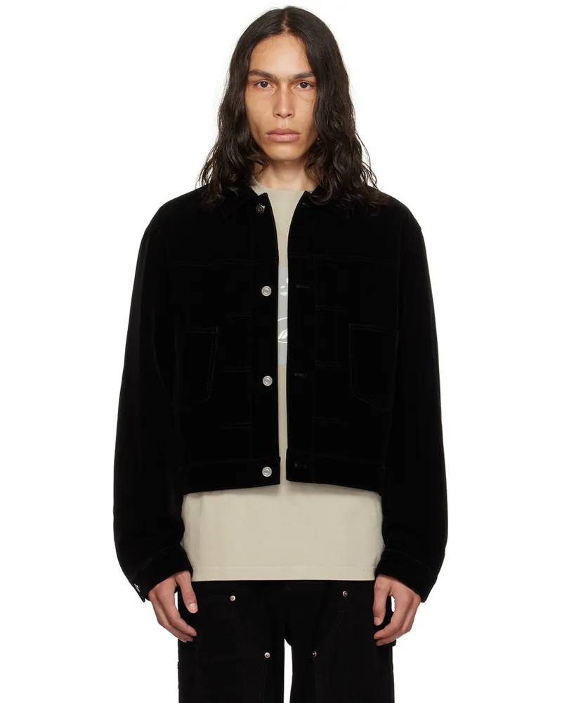 WE 11 DONE Black Spread Collar Jacket Black