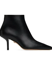 Max Mara Black Leather Zip Ankle Boots Black