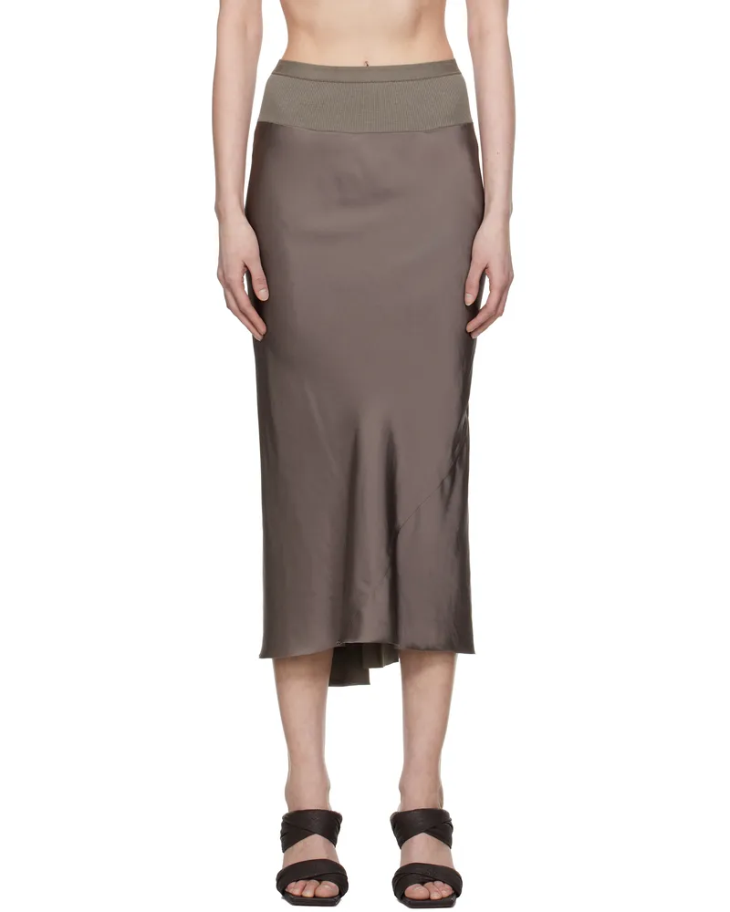 Rick Owens Gray Hollywood Knee Bias Midi Skirt 34