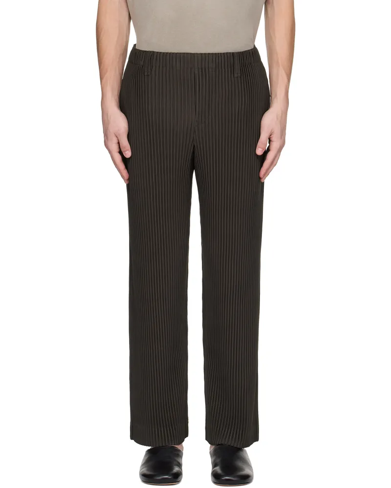 Issey Miyake Brown Tailored Pleats 2 Trousers 46-greige