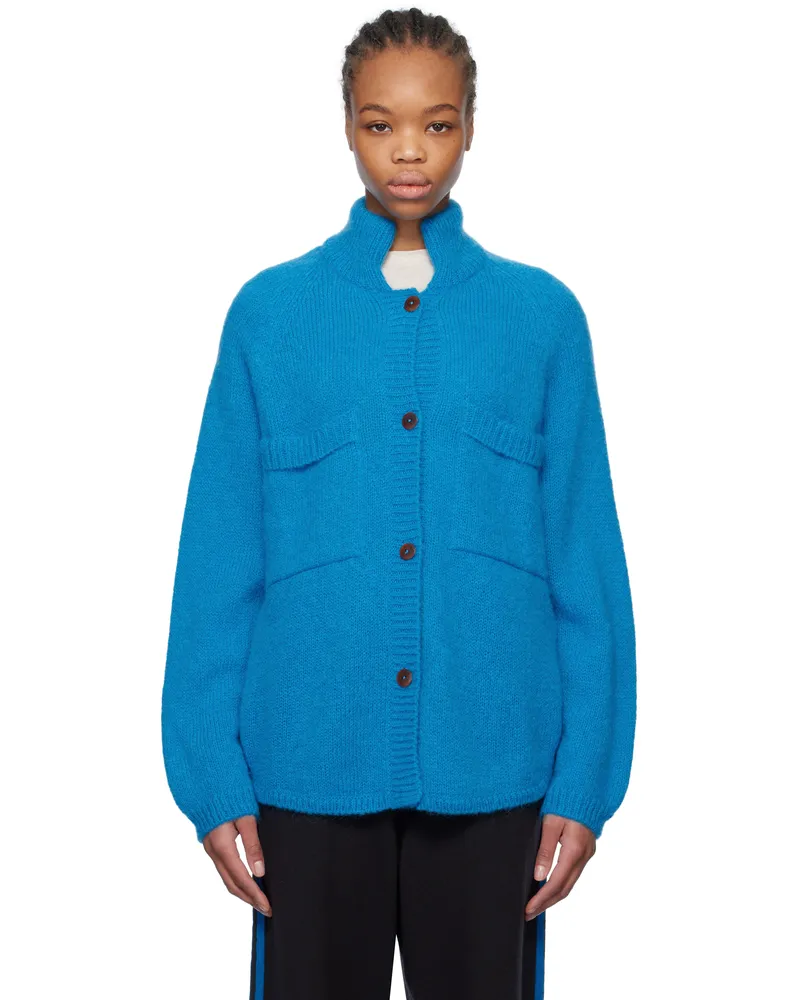 CORDERA Blue Mohair & Baby Alpaca Cardigan Ceruleo