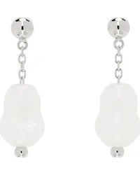 Christophe Lemaire White & Silver Carved Stones Earrings Whchalk