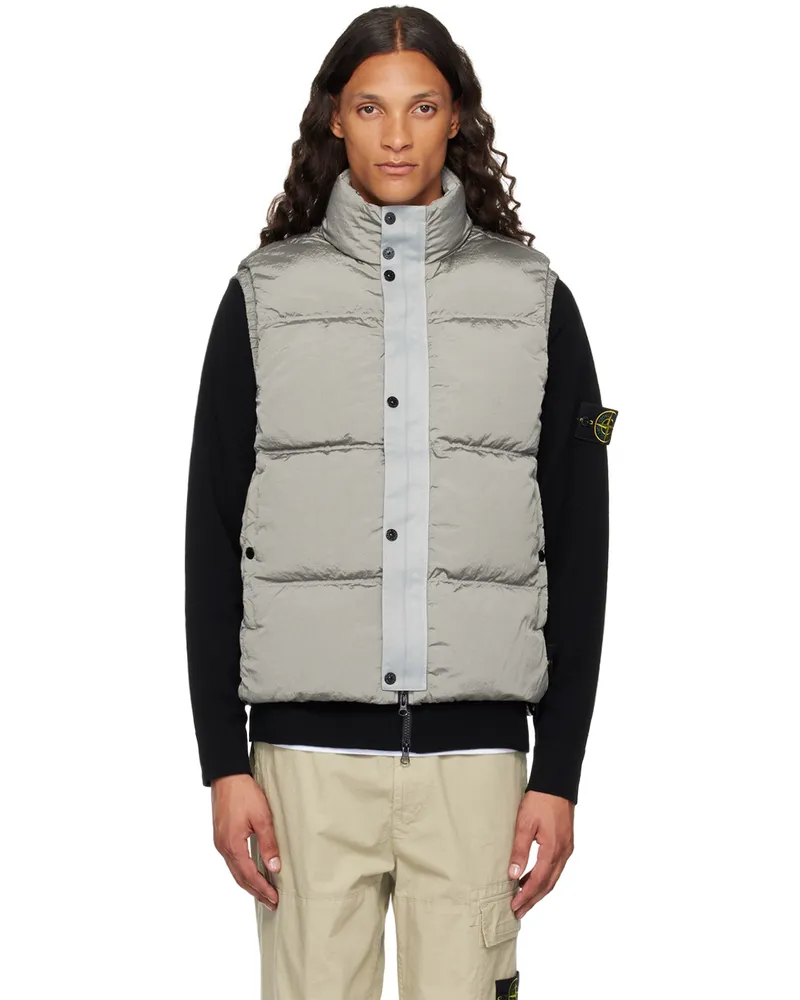 Stone Island Gray Nylon Metal Down Vest V0160
