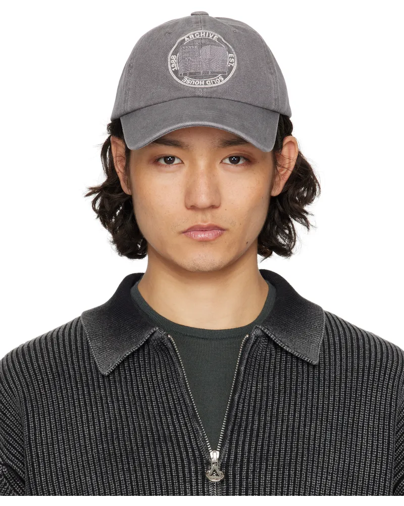 SOLID HOMME Gray 'Solid House' Cotton Ball Cap 874g