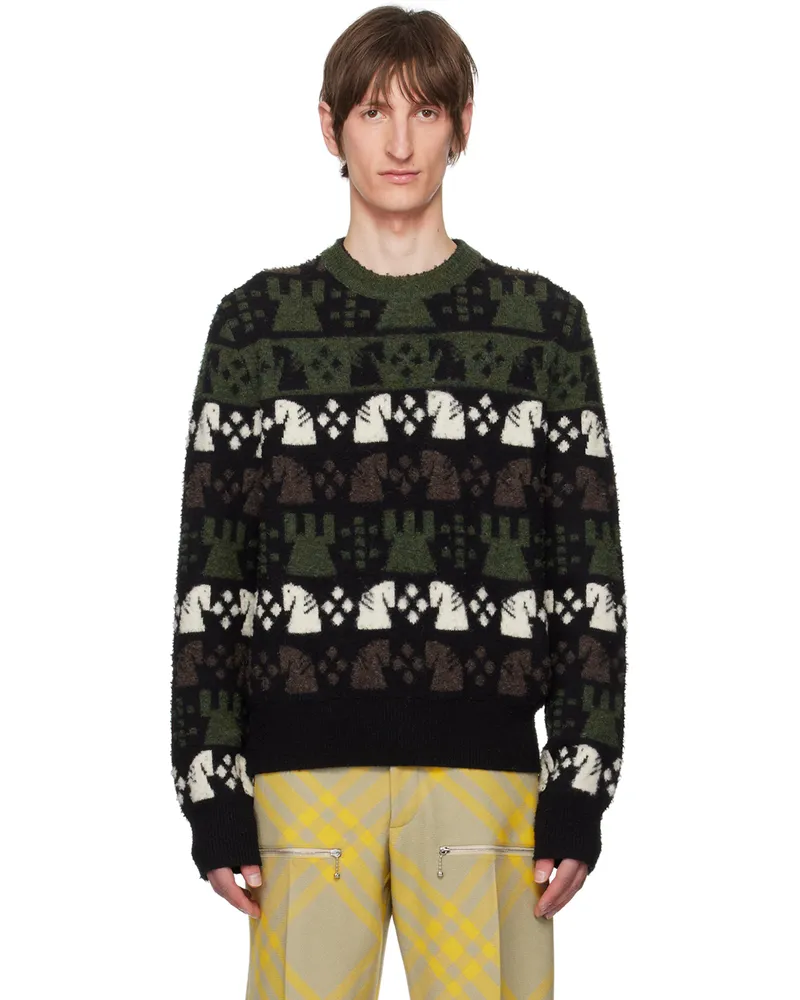 Burberry Green & Black Jacquard Sweater Black