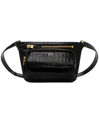 Tom Ford Black Shiny Printed Croc Pouch Black