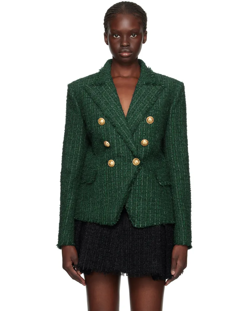 Balmain Green Double-Breasted Blazer 7cx