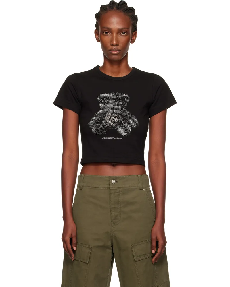 WE 11 DONE Black Code Teddy T-shirt Black
