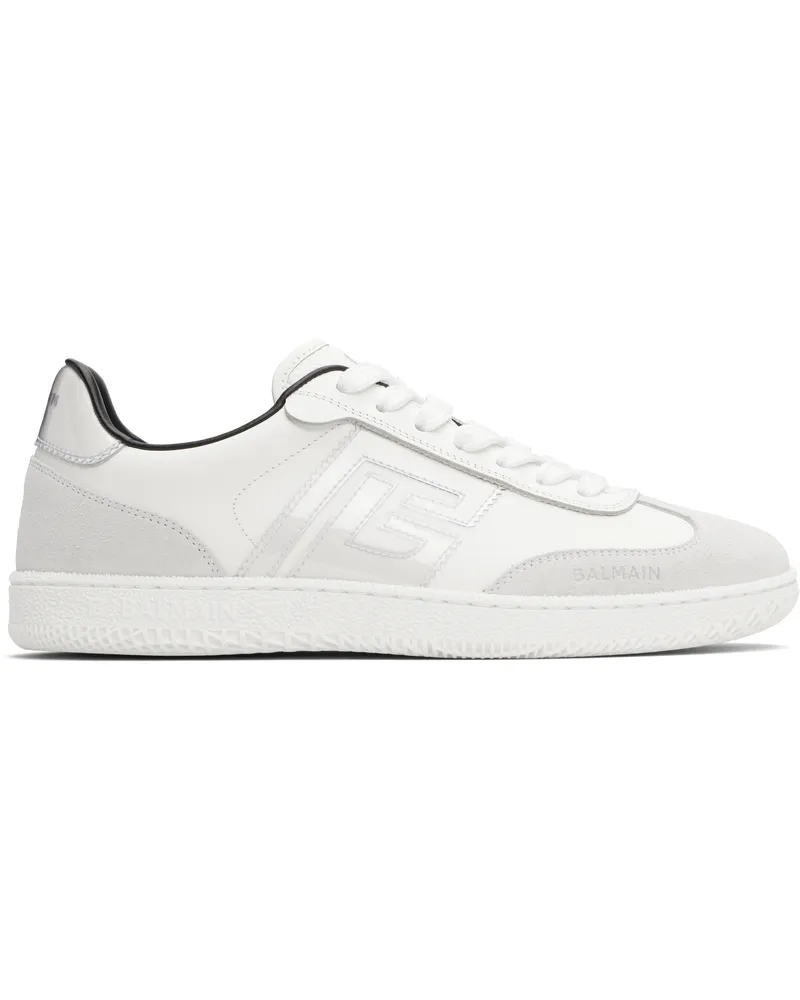 Balmain Gray & White Suede 'Balmain' Swan Sneakers Gce