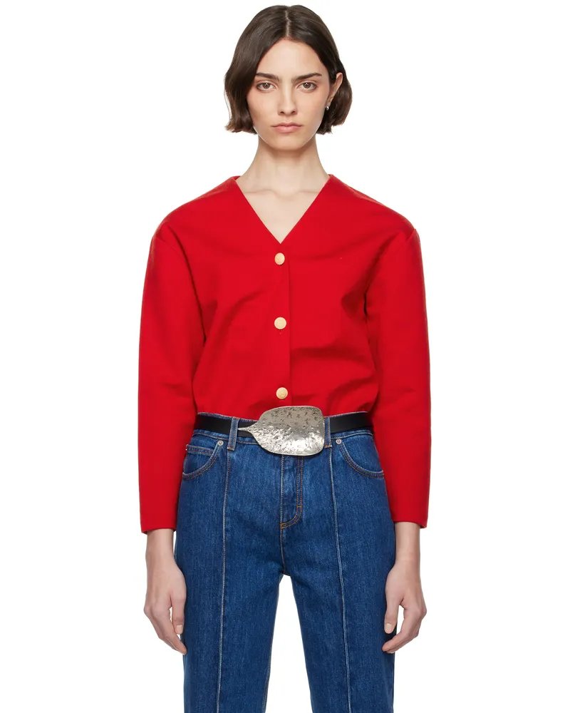 Bally Red V-Neck Cardigan U3b9