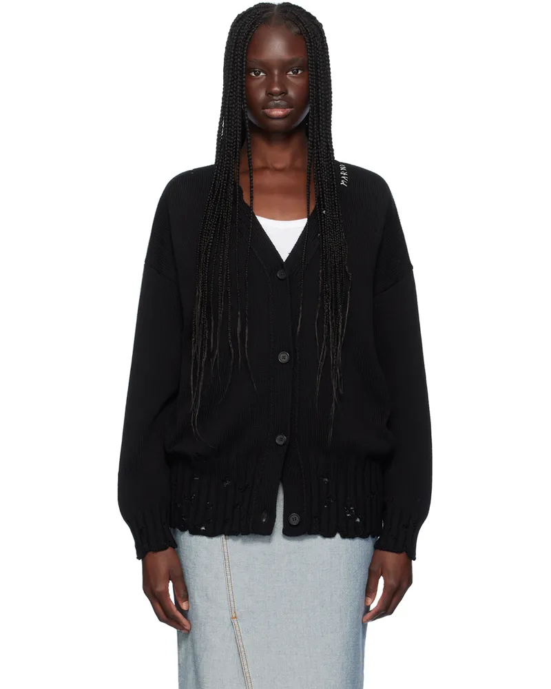 Marni Black Distressed Cardigan 00n99