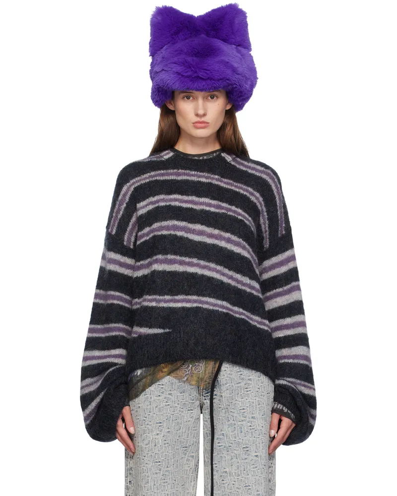 Acne Studios Gray & Purple Striped Sweater Dri