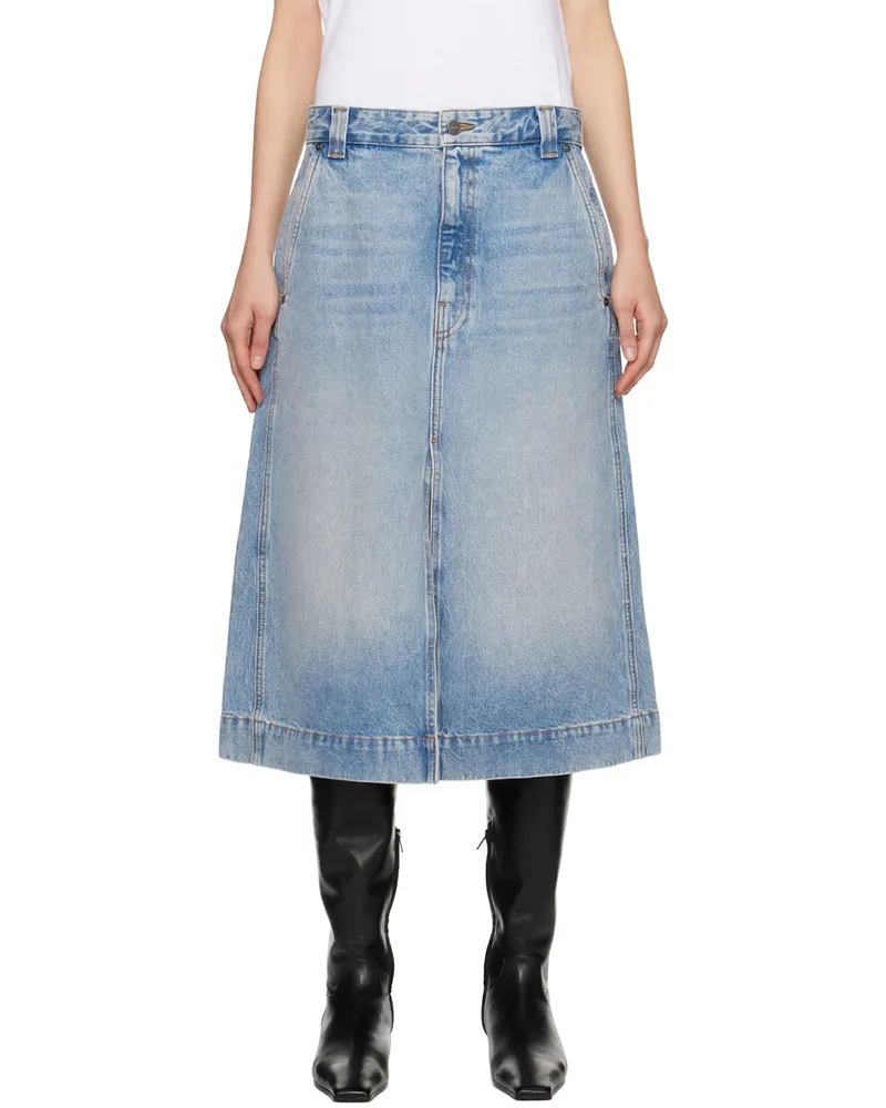 KHAITE Blue Charlene Denim Midi Skirt 094