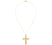 Gold VC021 Ruby Cross Pendant Necklace