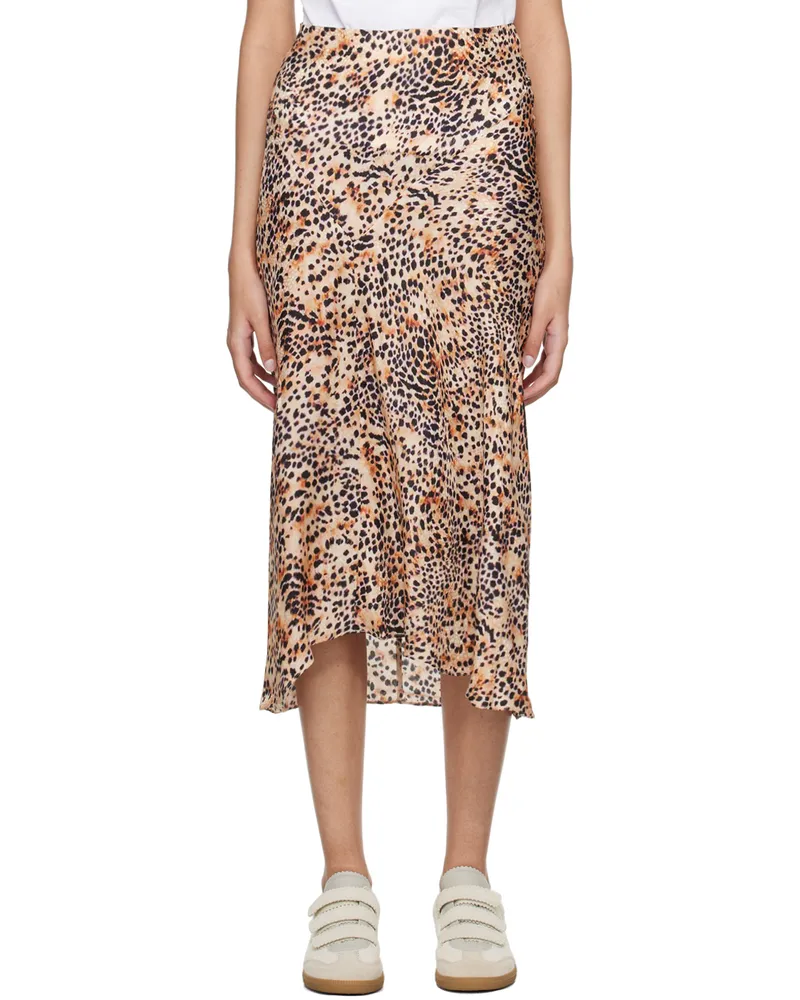 Isabel Marant Beige & Black Lisanne Midi Skirt 23nl