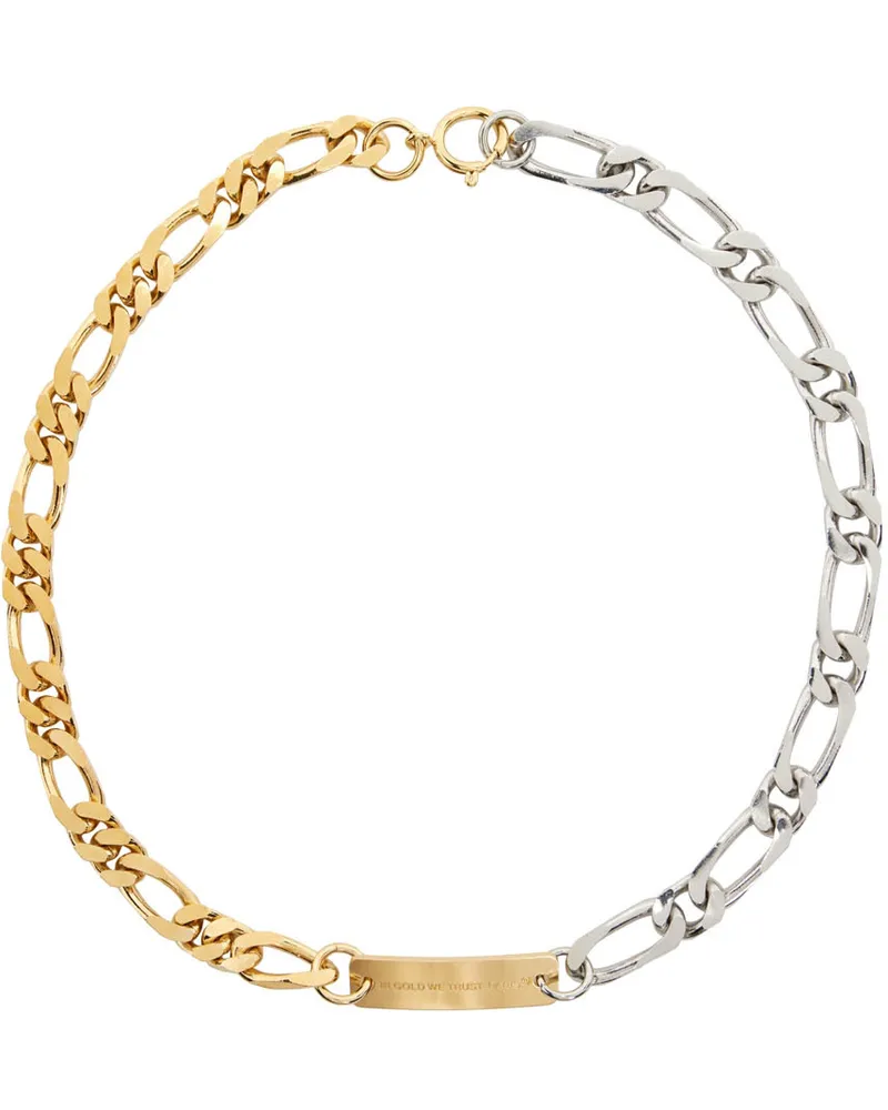 In Gold We Trust Paris Gold & Silver Figaro Necklace Gold