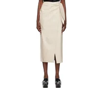Beige Carola Vegan Leather Midi Skirt
