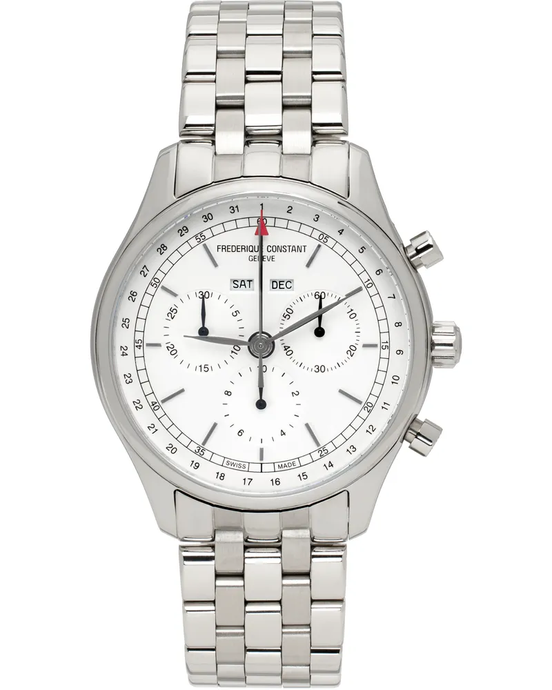 Frédérique Constant Silver Classics Quartz Chronograph Triple Calendar Watch Silver