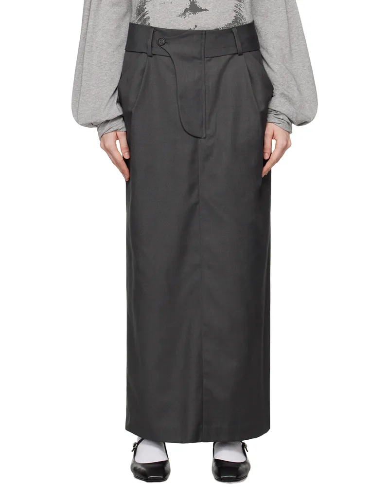 OPEN YY Gray Fly Out Maxi Skirt Grey