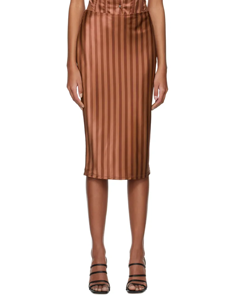 Miaou SSENSE Work Capsule – Brown Verona Midi Skirt Chocolate