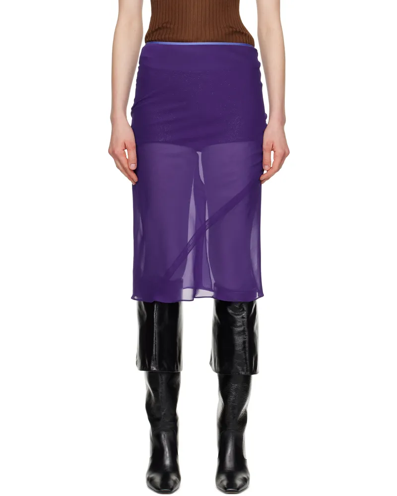Dries van Noten Purple Silk Midi Skirt 401