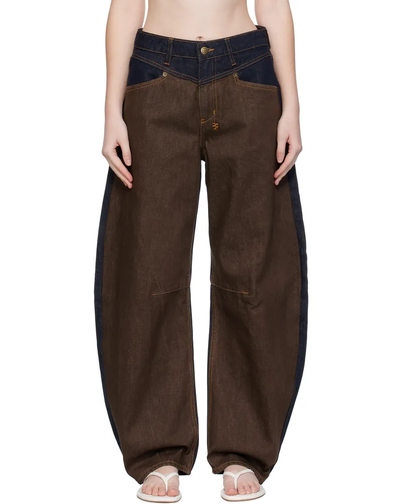 ksubi Navy & Brown Original Spliced Barrel jeans Denim