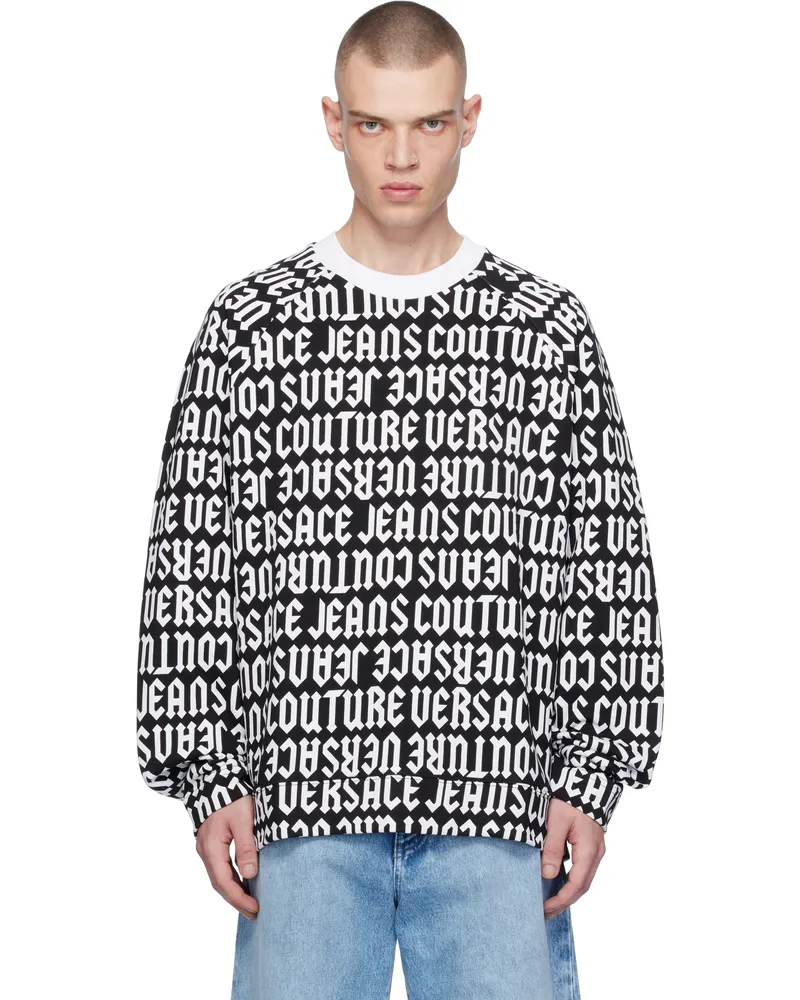 Versace Jeans Black & White Logomania Sweatshirt El01-899