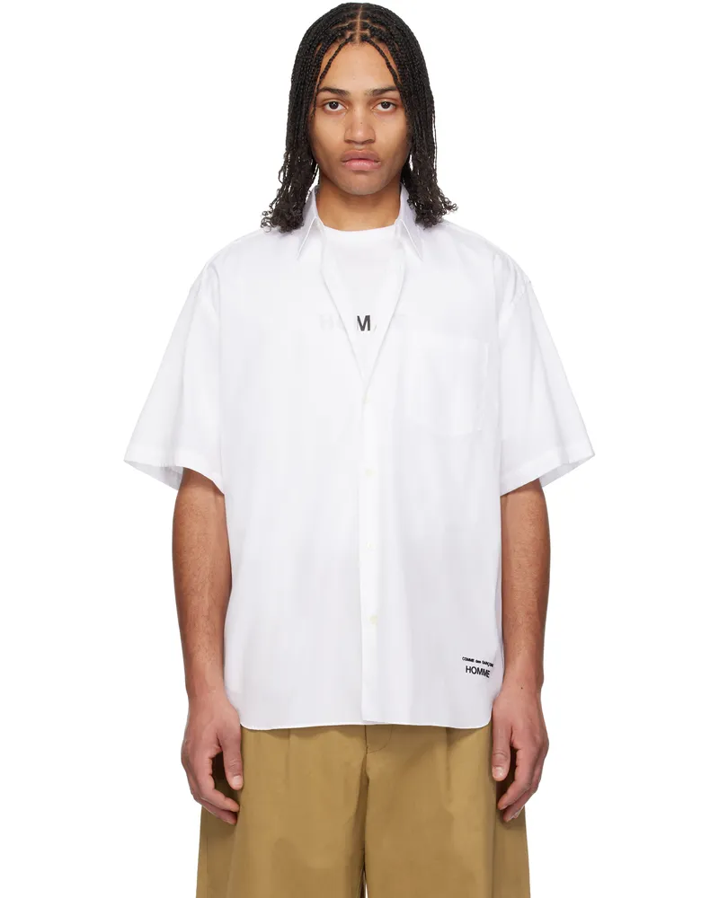 Comme des Garçons White Cotton Broad Short Sleeve Shirt White