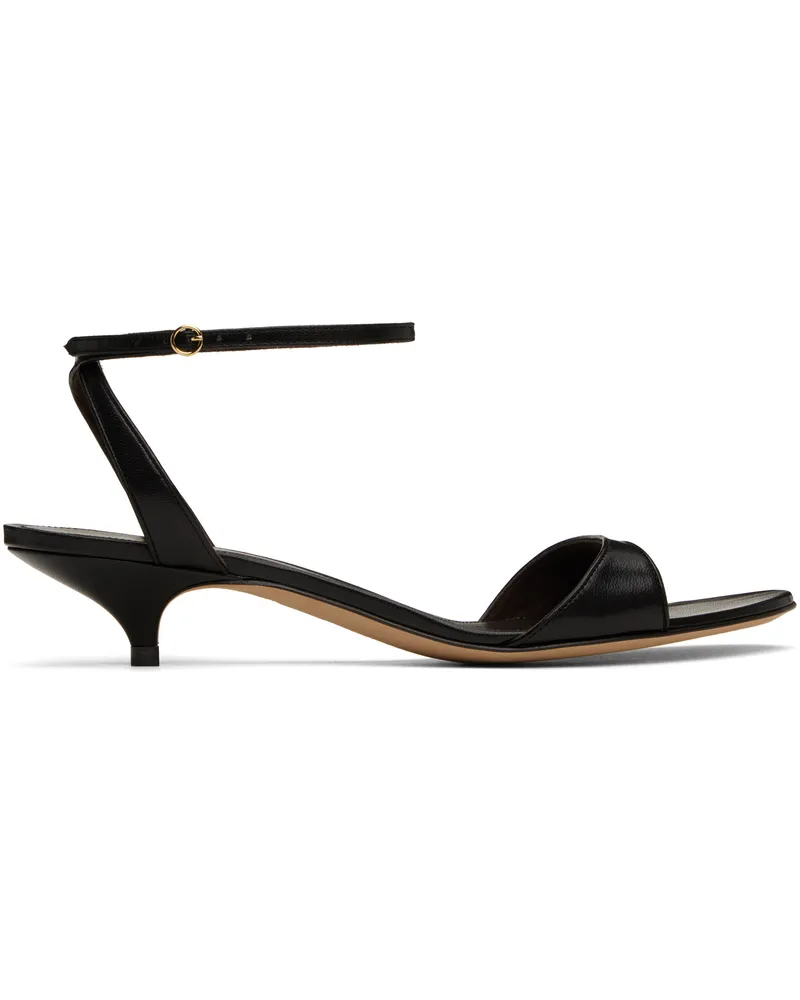 The Row Black Vika Ankle Strap Kitten Heeled Sandals Blk