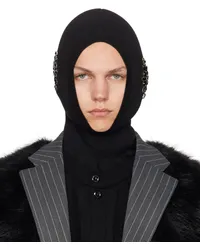 Simone Rocha Black Pointed Merino Silk Knit Balaclava Black