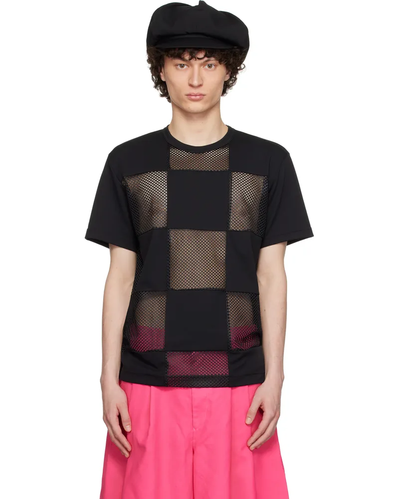 Comme des Garçons Black Polyester Piqué x Mesh T-shirt Black