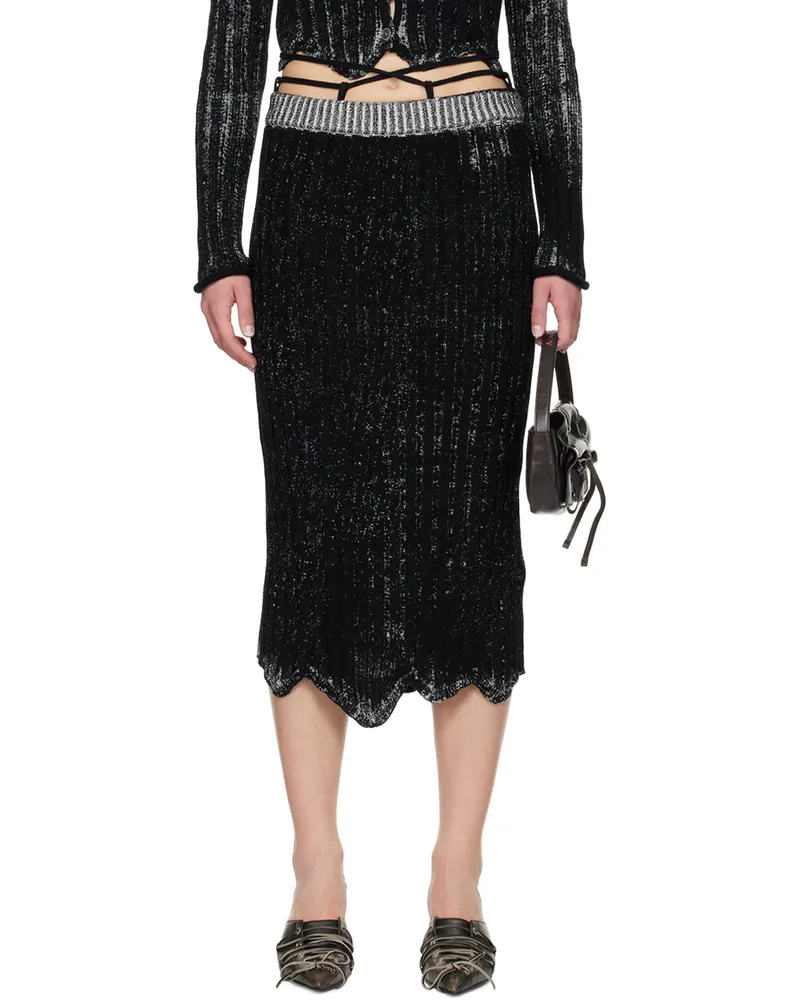 Acne Studios Black Asymmetric Midi Skirt J83