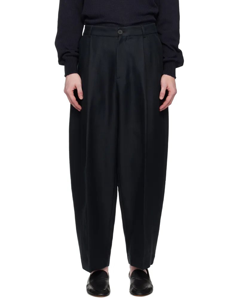 Studio Nicholson Navy Ellis Trousers Darkest