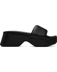 Alexander Wang Black Platform Sheep Leather Float Slides Black