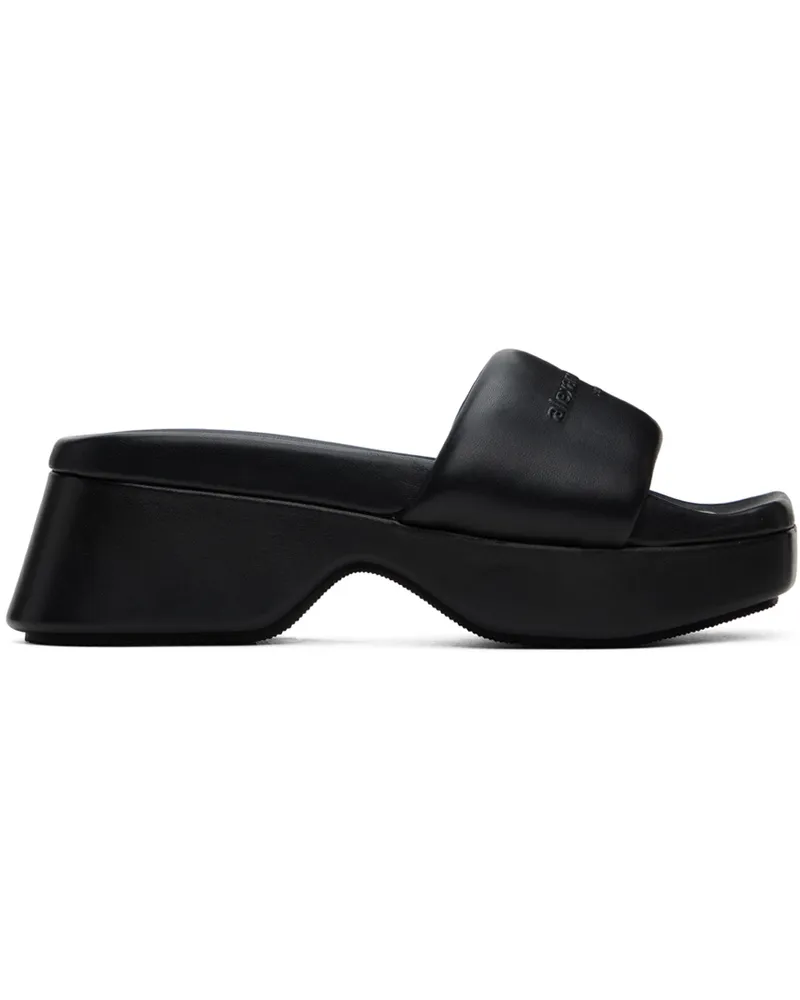 Alexander Wang Black Platform Sheep Leather Float Slides Black