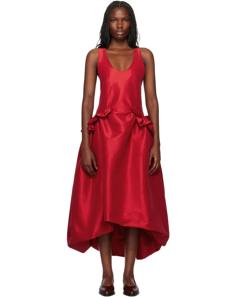 Kika Vargas SSENSE Exclusive Red Ramya Midi Dress Red