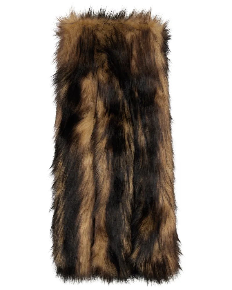 Simone Rocha Beige & Brown Triple Slit Faux Fur Scarf Natural