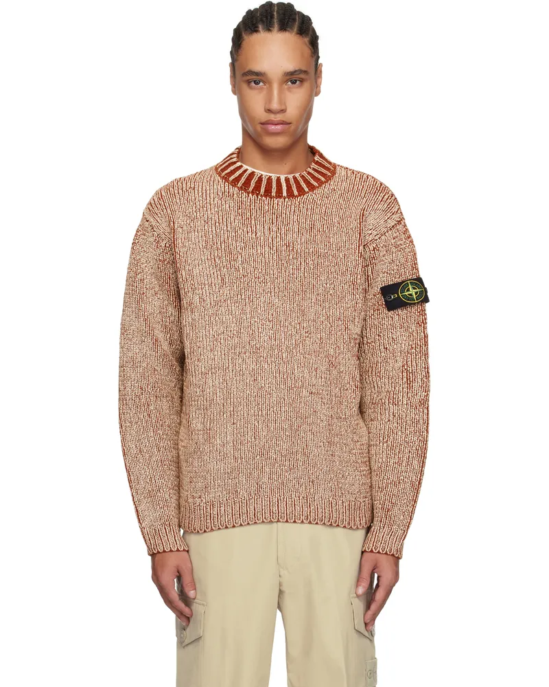 Stone Island Red & White Cotton Chenille Sweater V007a