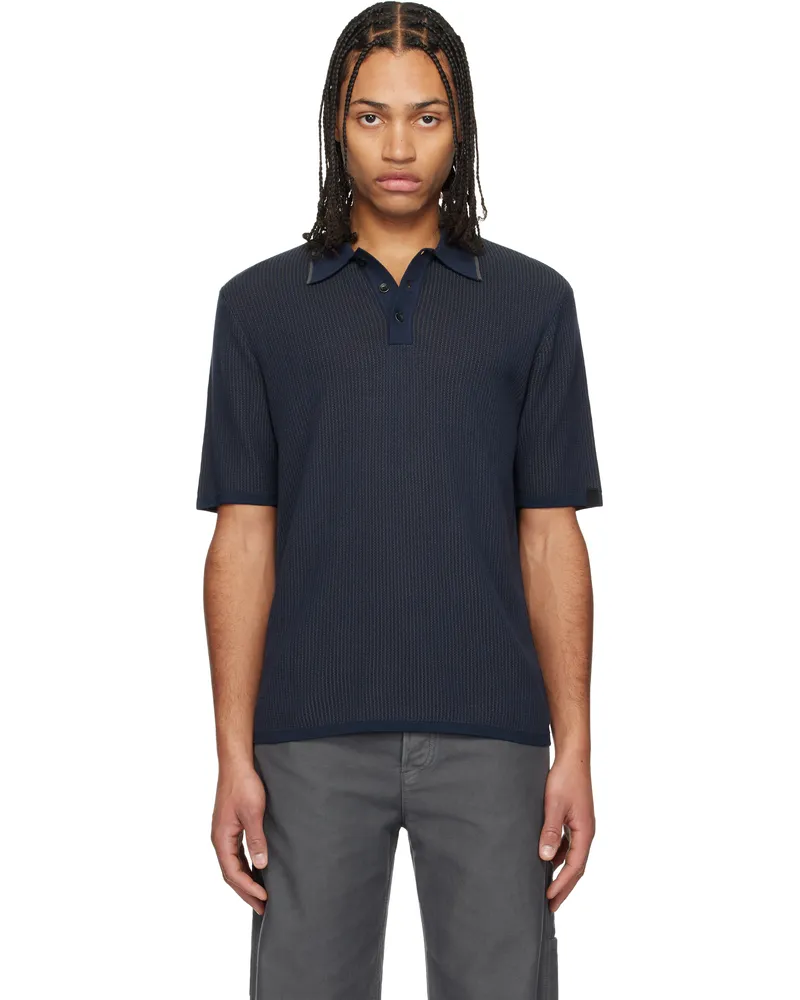 Rag & Bone Navy Harvey Knit Polo Salute