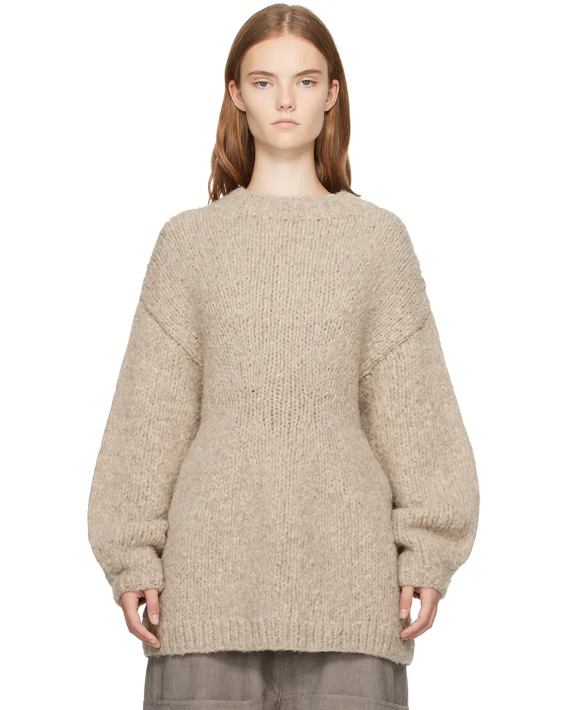 Lauren Manoogian Gray Handknit Peplum Pullover Sweater D03