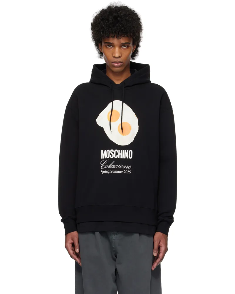 Moschino Black Eggs Print Hoodie Multi