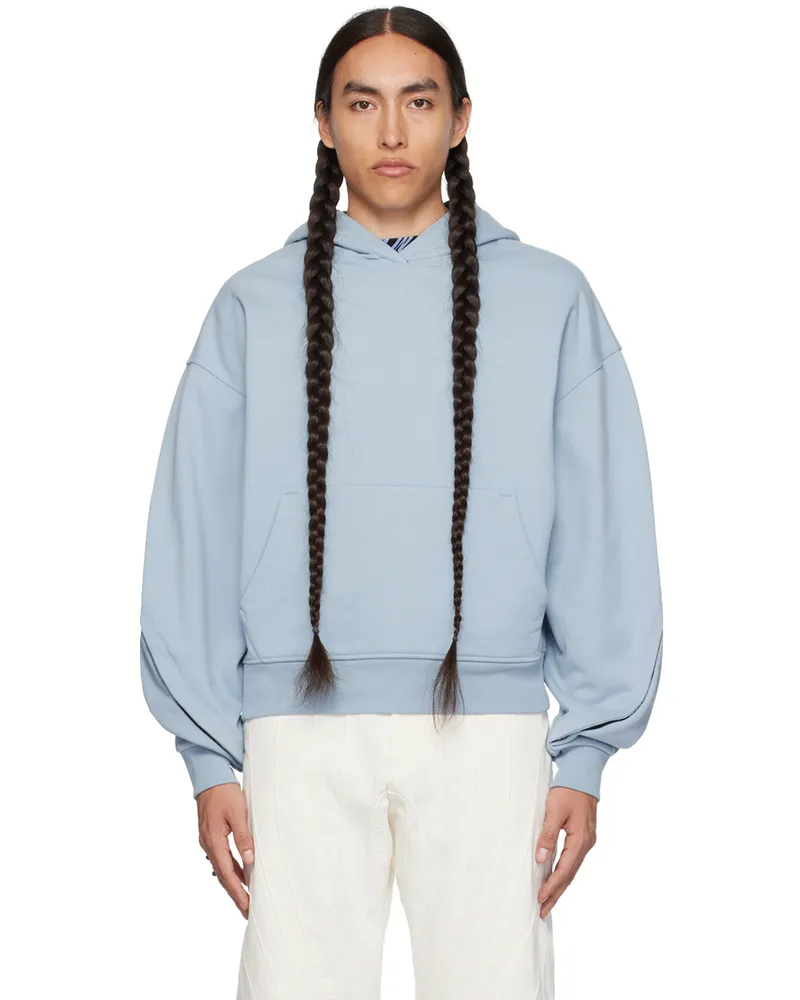 Thierry Mugler Blue Cropped Hoodie Light